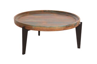 Beistelltisch 75 x 75 cm Altholz bunt/schwarz