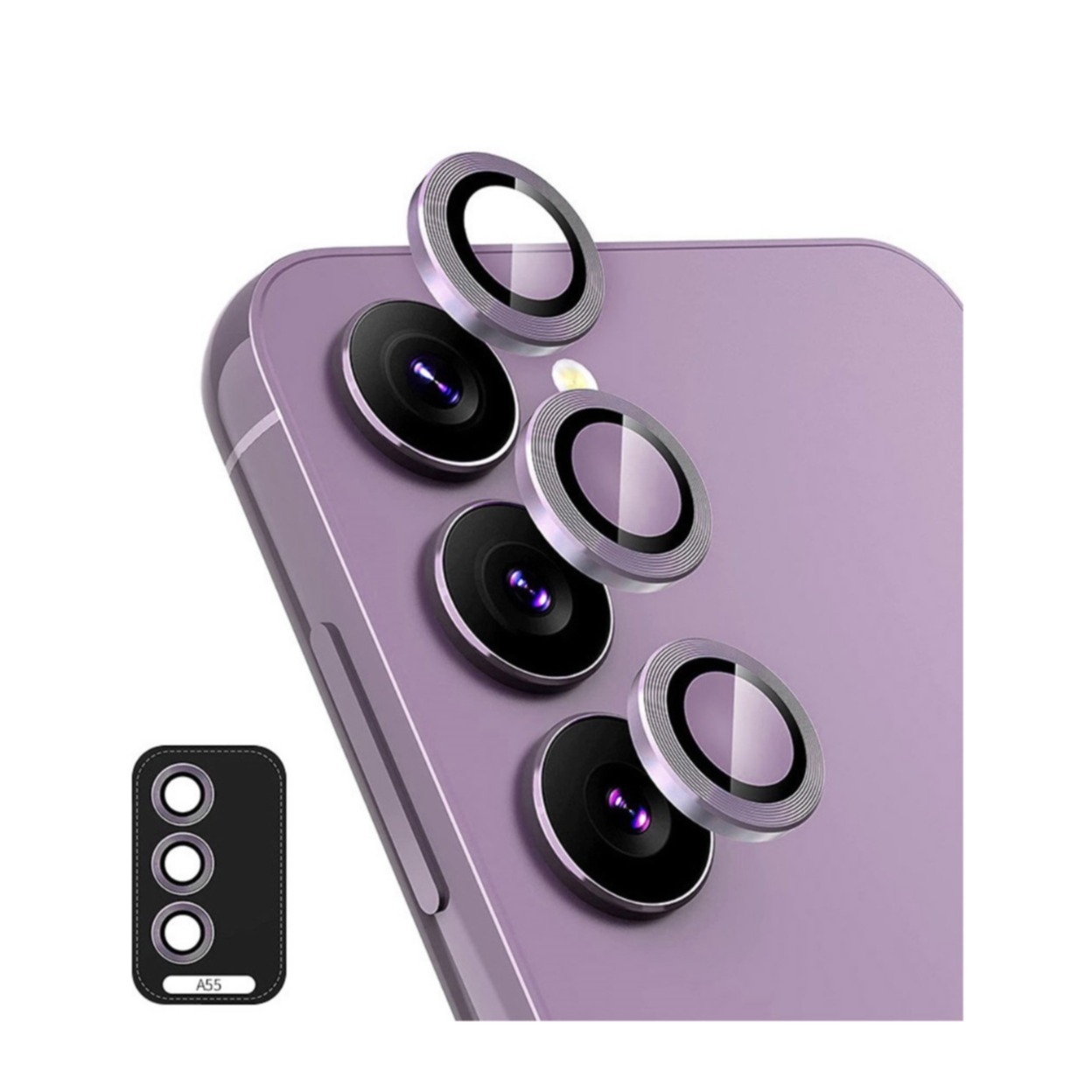 Samsung Galaxy A55 Kameraschutz Objektiv Ring Protector Abdeckung - Violett