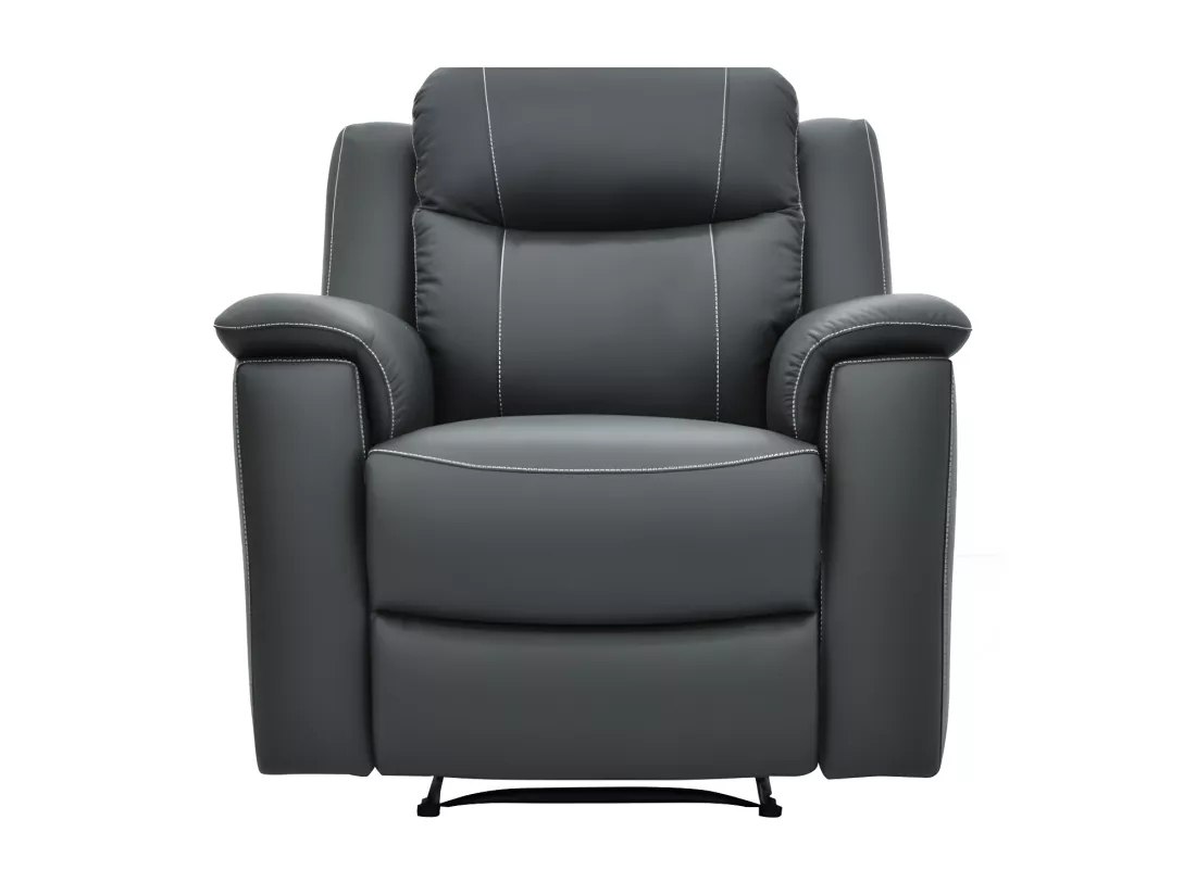 Canapé 3 places et un fauteuil relax EVASION en cuir - Gris