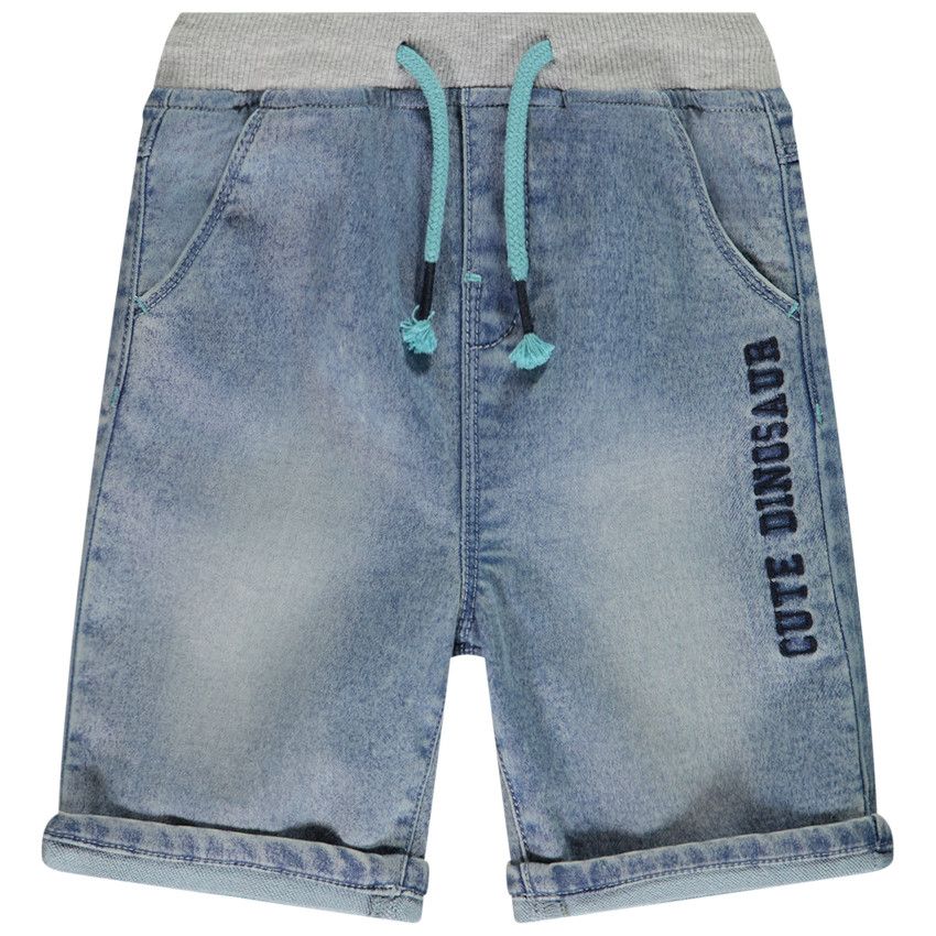 Bermuda effet jean dinosaure pour bébé garçon - Bleu