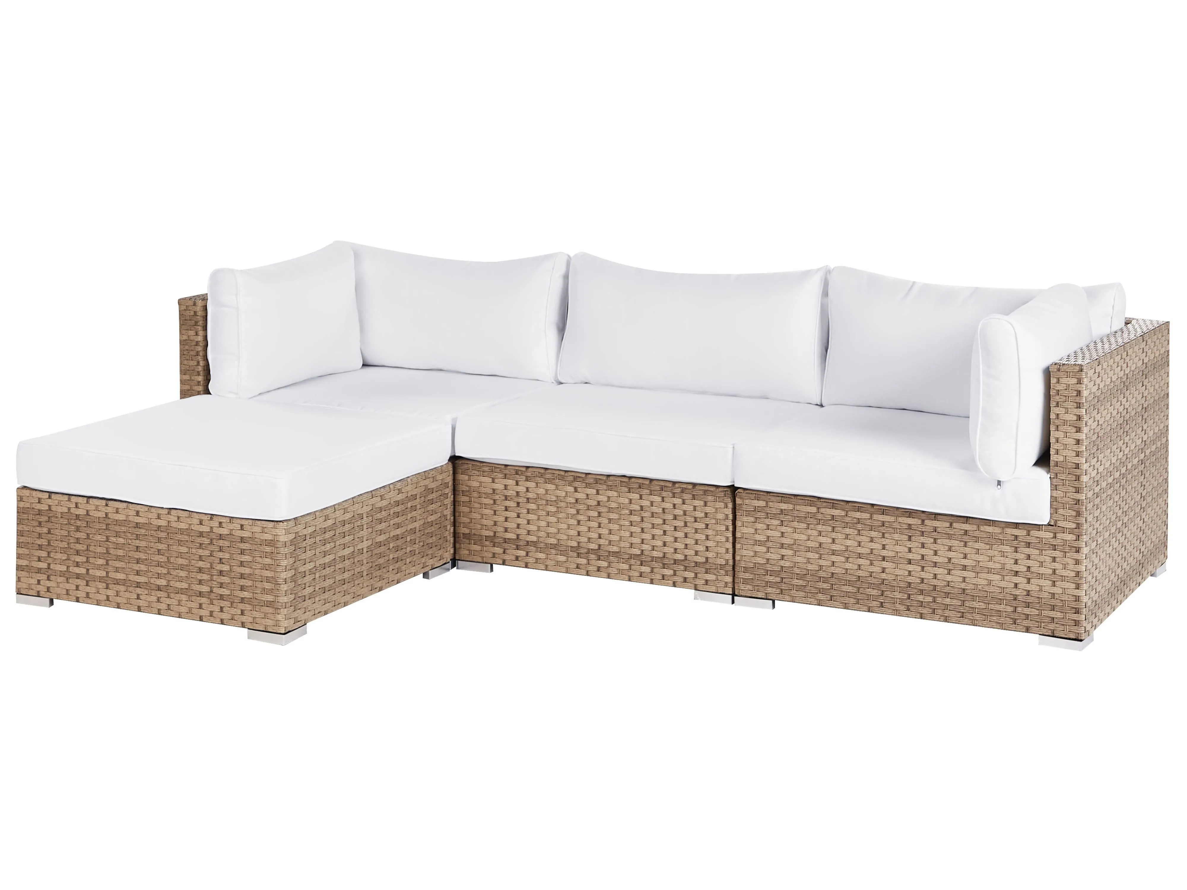Tuin hoekloungeset met tafel 4-zits SANO rechtszijdig modulair PE rotan Natuurlijk