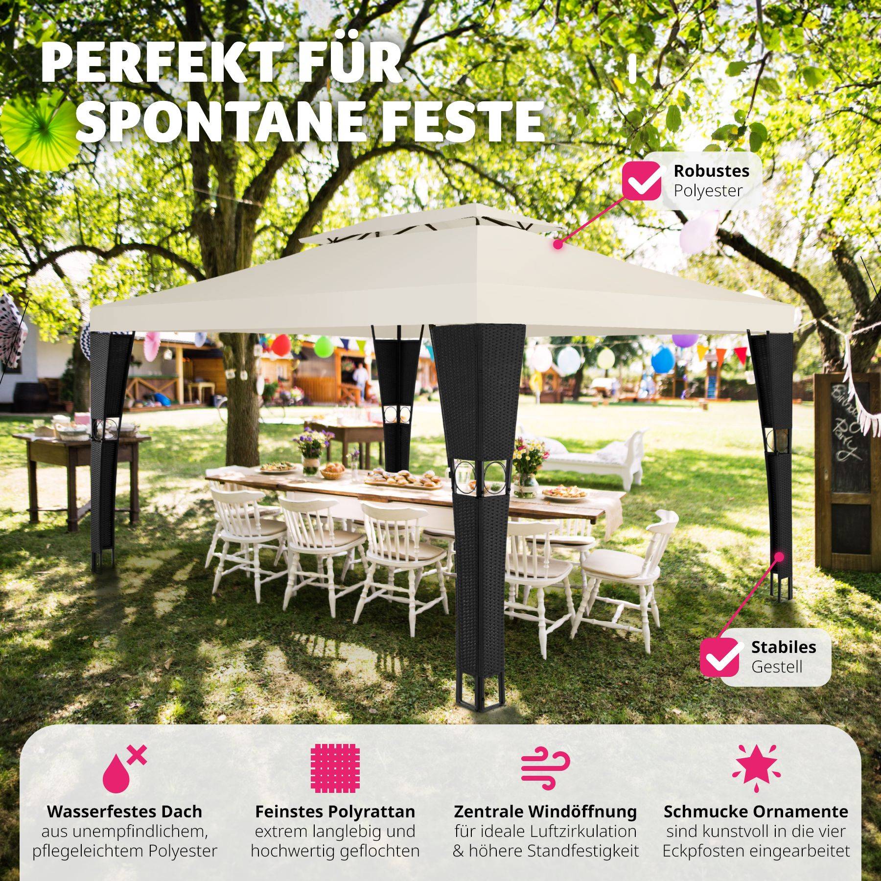 Rattan Gartenpavillon Mona
