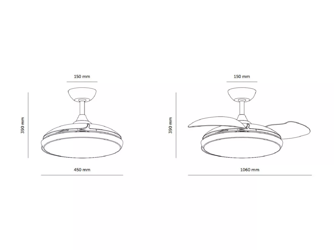 Ventilateur de Plafond Silencieux Kourak Noir 106cm Moteur DC Noir