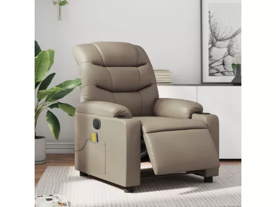 Fauteuil massant inclinable électrique cappuccino similicuir