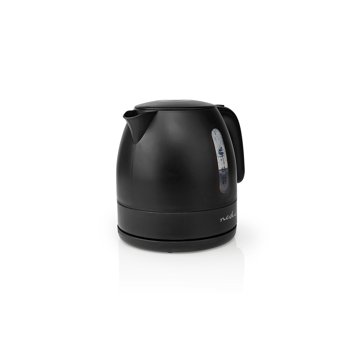 Nedis Vannkoker | 1.0 l | Plast | Sort | Roterbar 360 grader | Skjult varmeelement | Strix® kontroll | Koketørr beskyttelse