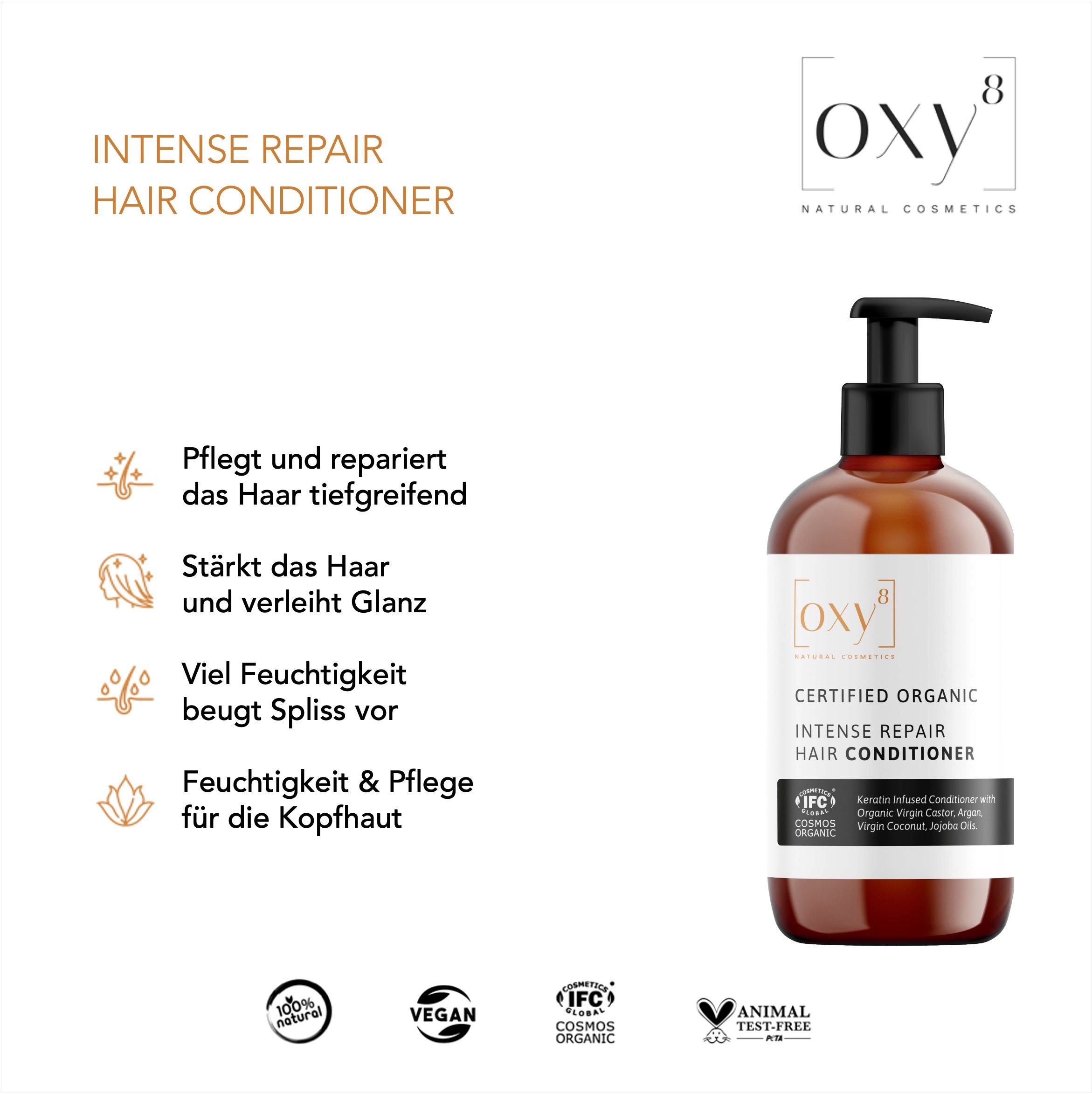 oxy8 Naturkosmetik - Haar Set. Als Geschenk MULTICARE SHAMPOO & INTENSE REPAIR HAIR CONDITIONER