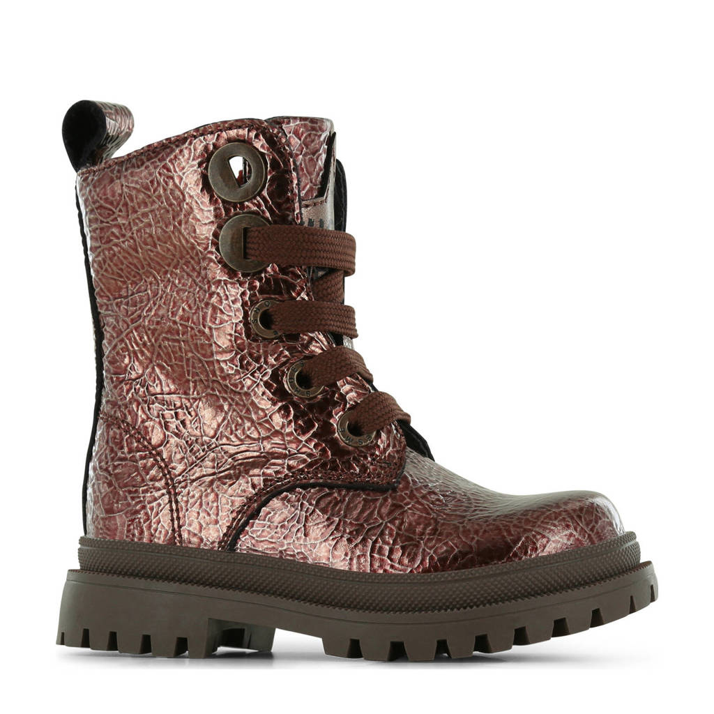 Shoesme leren veterboots koper