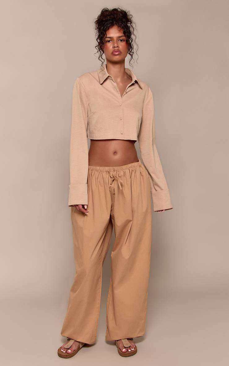 Camel Pantalon Ballon En Coton Avec Cordon De Serrage