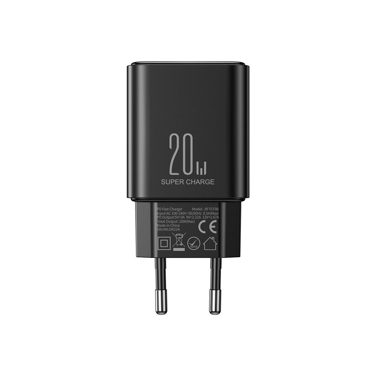 Wandladegerät USB C 20W PD Joyroom Ladegerät – Schwarz ohne Ladekabel