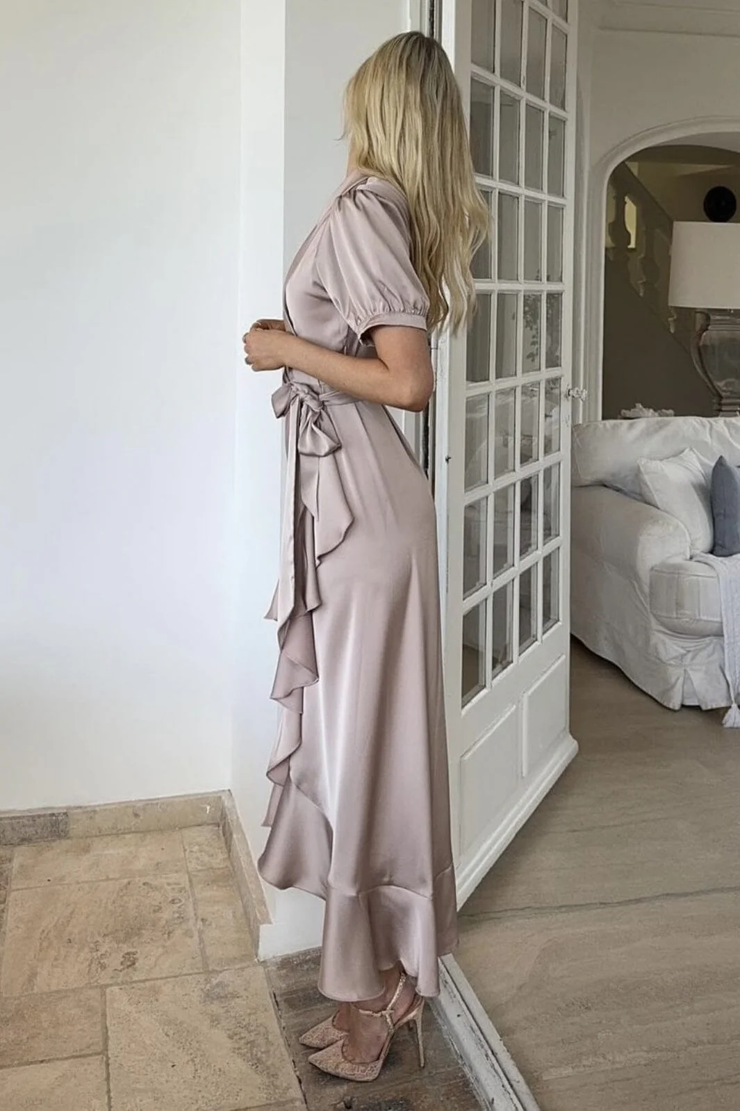 Karmamia Iris Dress hammered satin blush