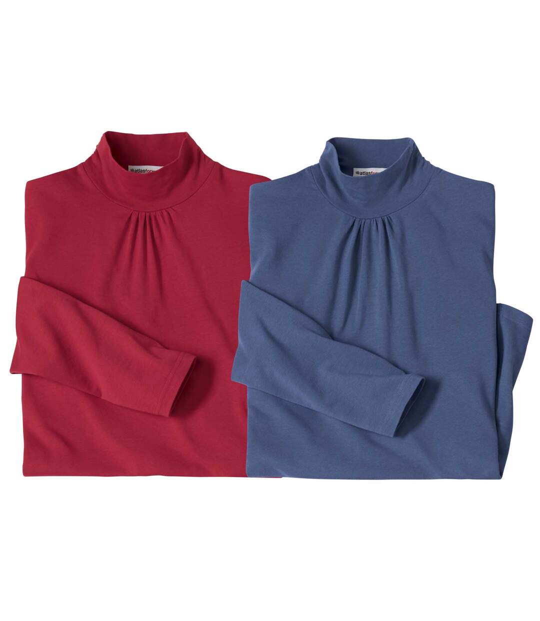 Lot de 2 Sous-Pulls Unis Col Montant Froncé