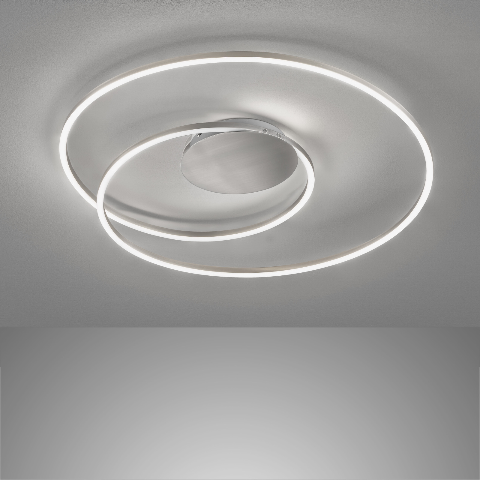 LED-Deckenleuchte - nickelfarben-weiß - dimmbar - 68 cm