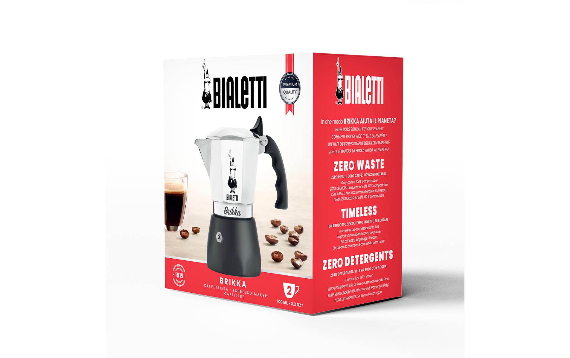 Espressokocher Brikka 4 Tassen, SilberItalienische Espressokanne – ein Design-Klassiker