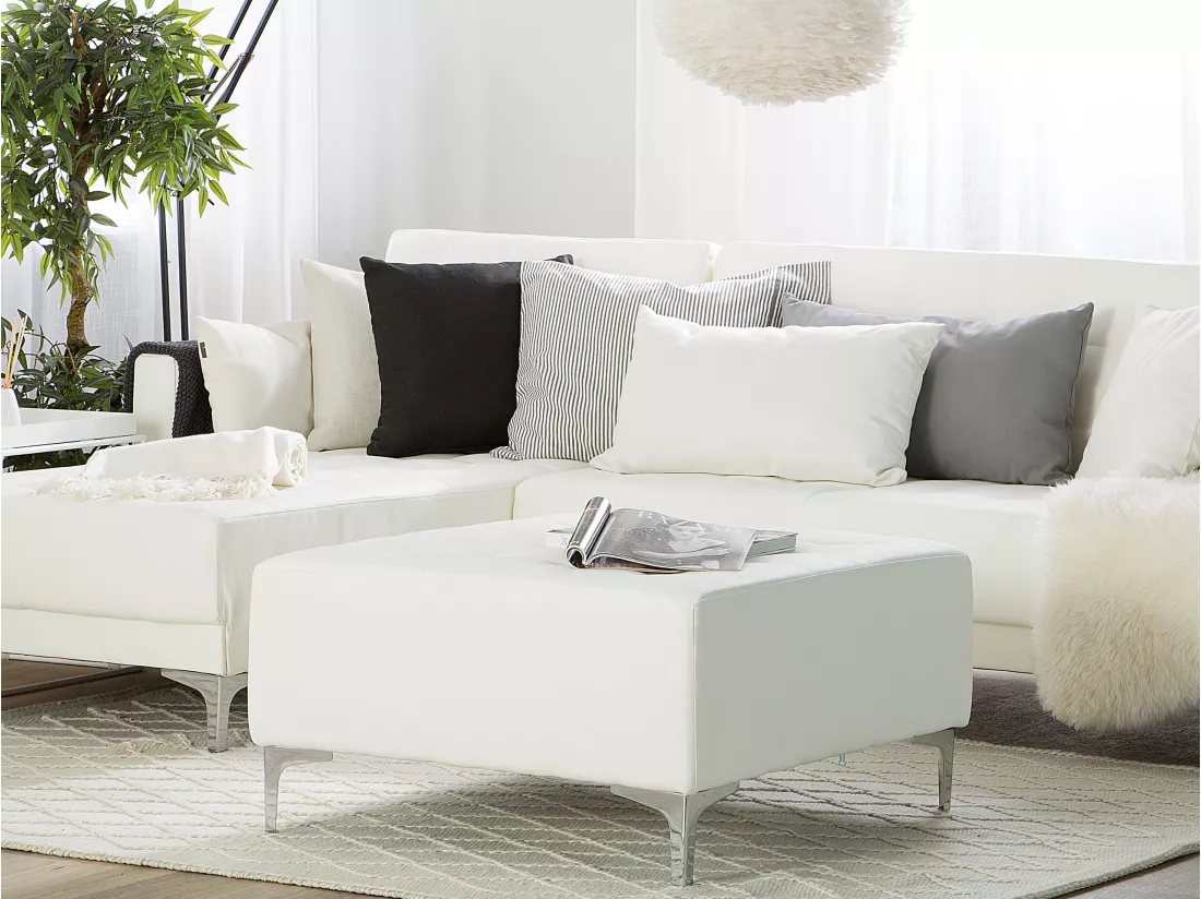 Ottoman ABERDEEN Cuir PU Blanc