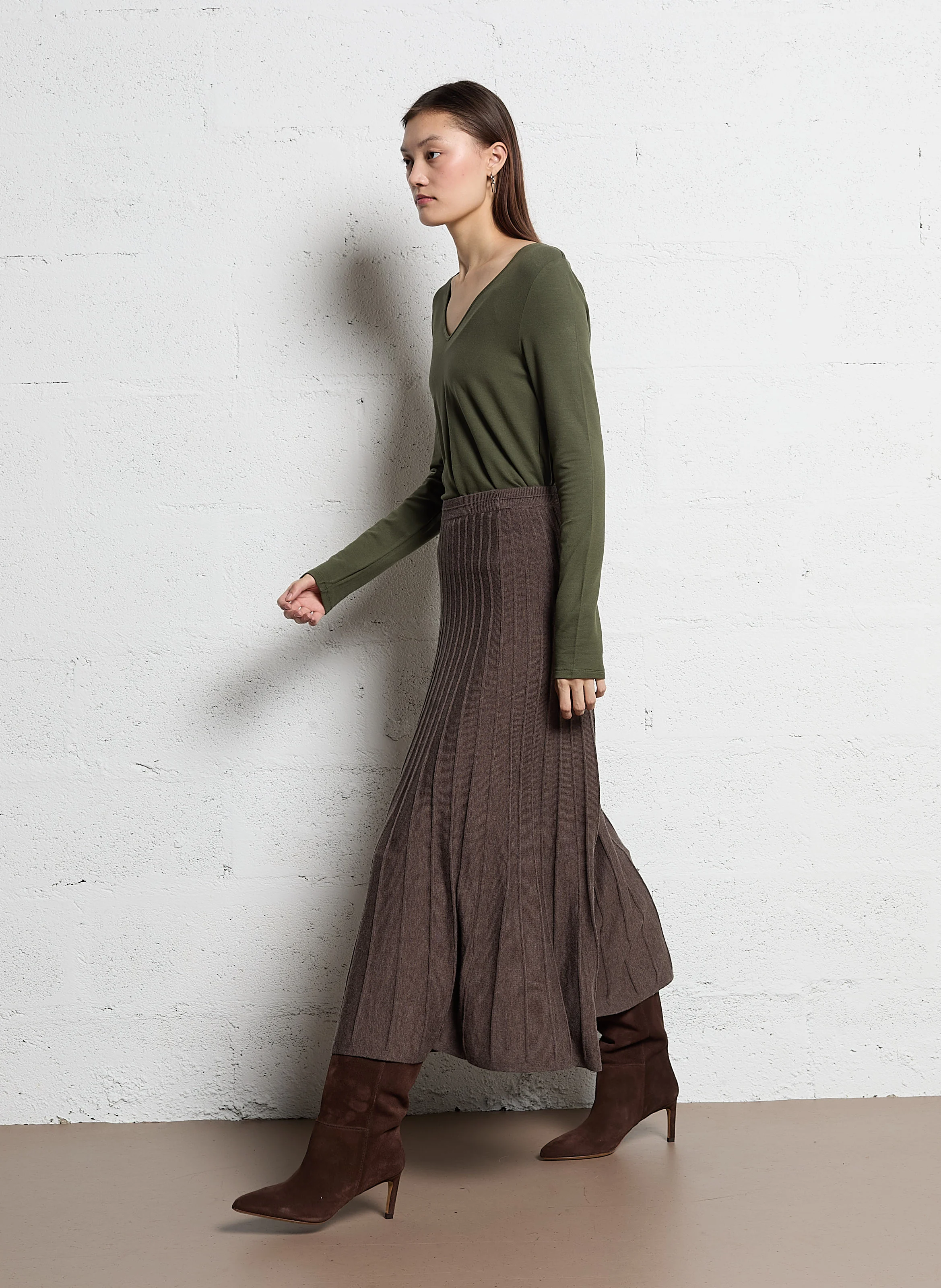 N°721 - Bottes à talons en cuir velours | Marron