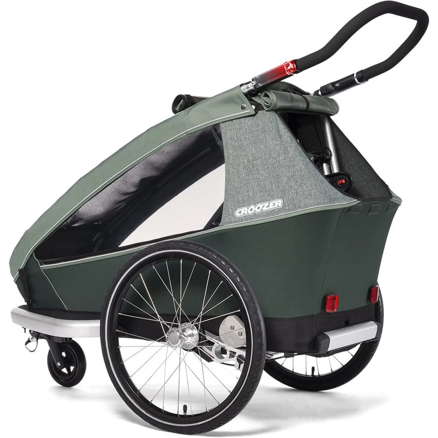 CROOZER Kinderfahrradanhänger  Kid Vaaya 1 Jungle green inklusive Fußraumschutzwanne