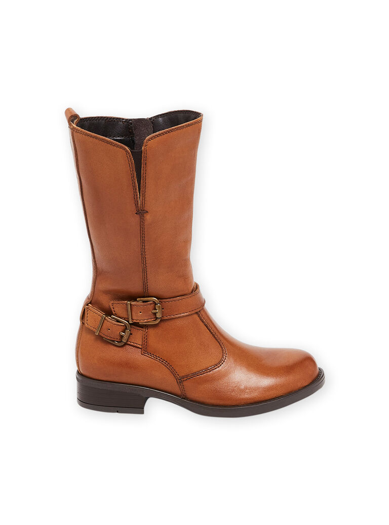 Bottes cavalière avec bride en cuir lisse