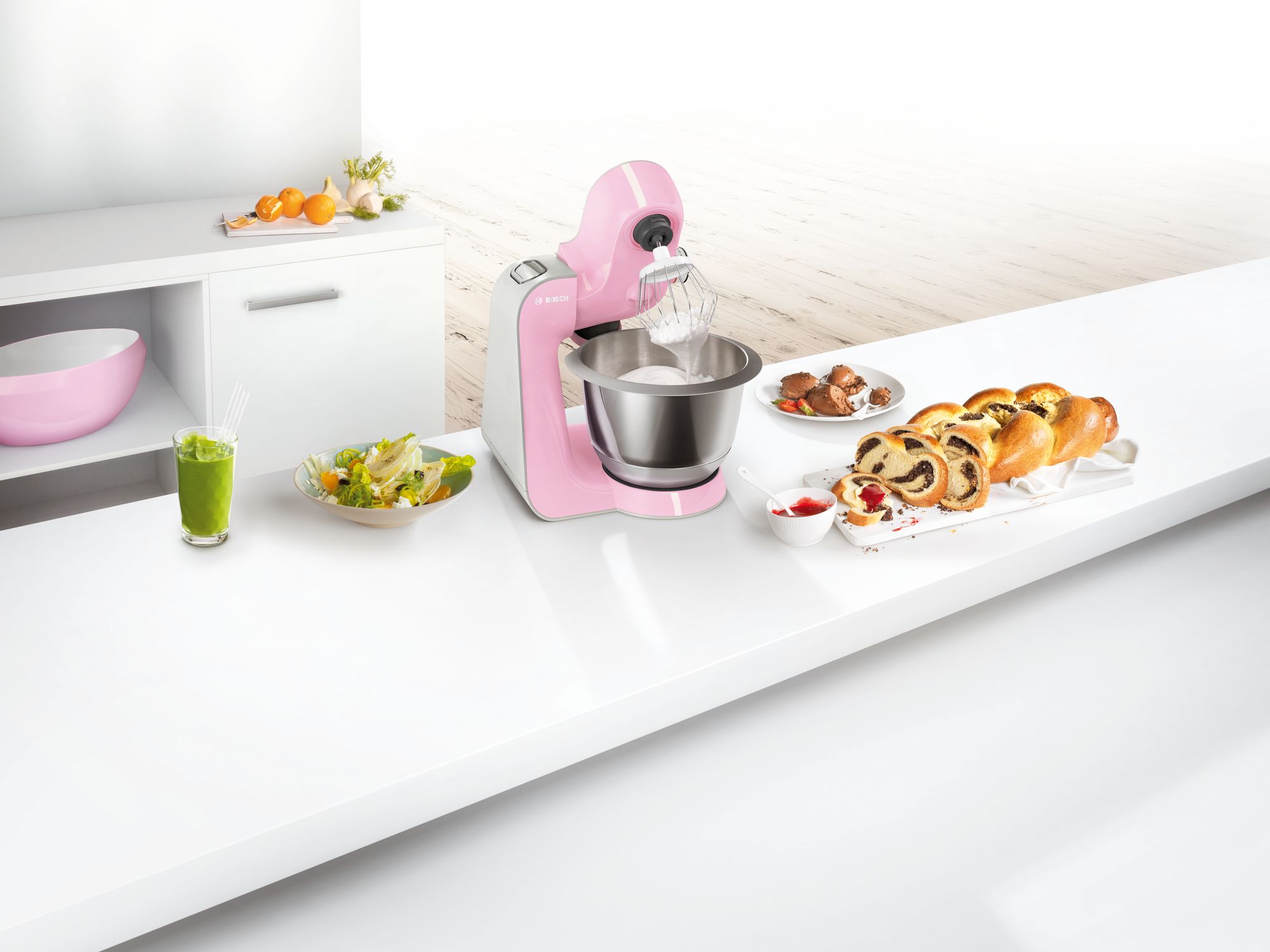 PRODUTO RECONDICIONADO # Robô de Cozinha Série 4 MUM 5 1000W Rosa, Prata MUM58K20--B