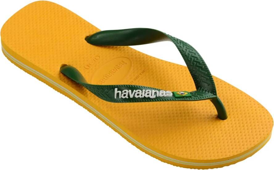 Havaianas Brasil Logo teenslippers geel groen Rubber 33 34