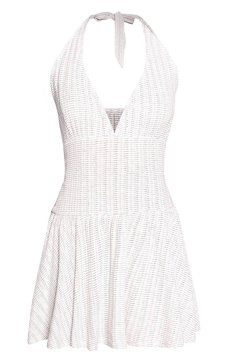 Blanc Mini Robe Dos Nu En Jersey À Rayures