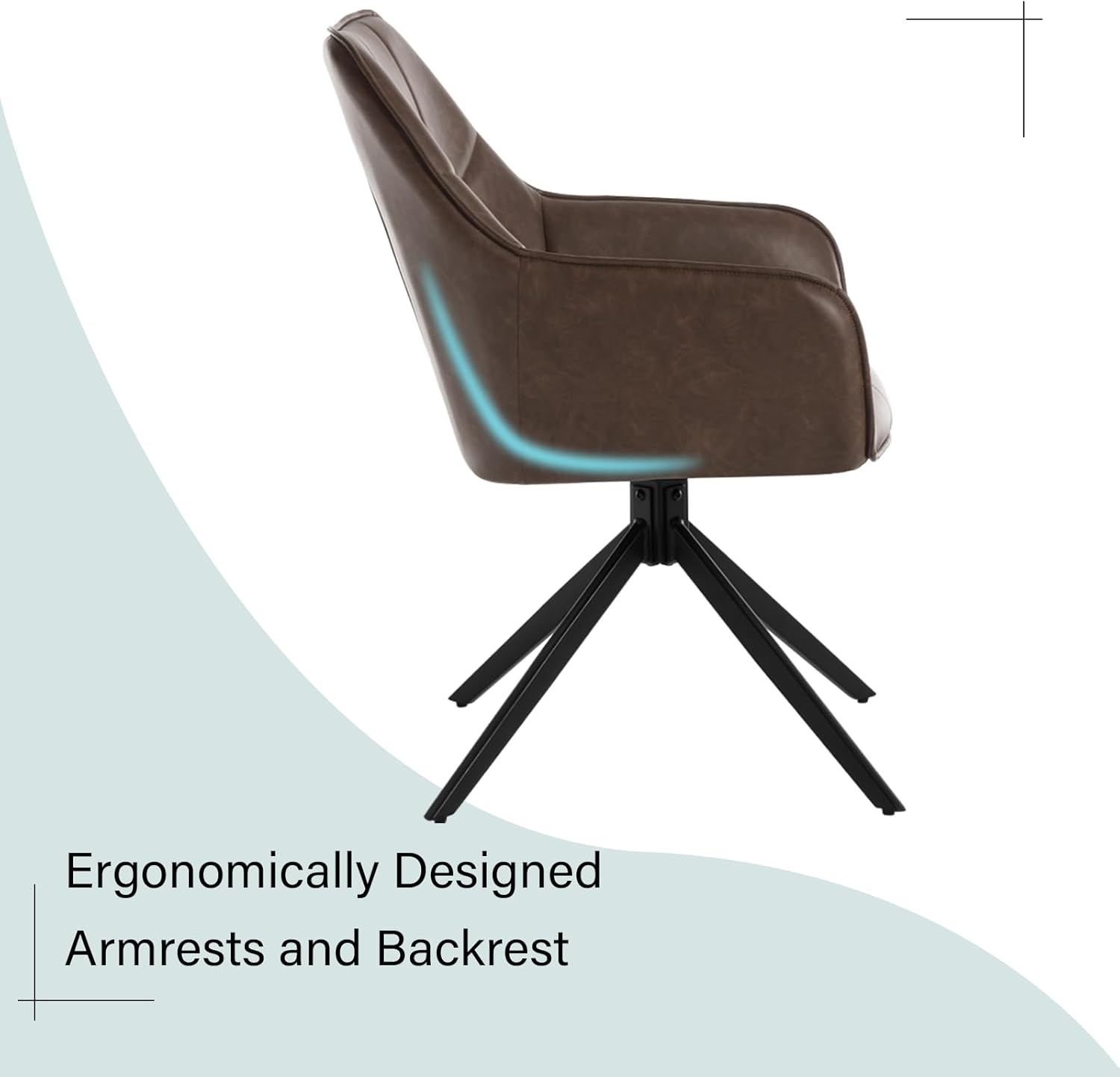 WOLTU Esszimmerstühle drehbar 2er Set, für Esszimmer Wohnzimmer Küche, Küchenstühle gepolstert mit Armlehnen, Metallbeinen, aus Vintage Kunstleder, Braun