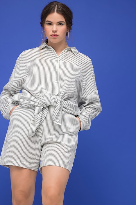 Shorts, Wide Legs, Musselin, Streifen, Elastikbund