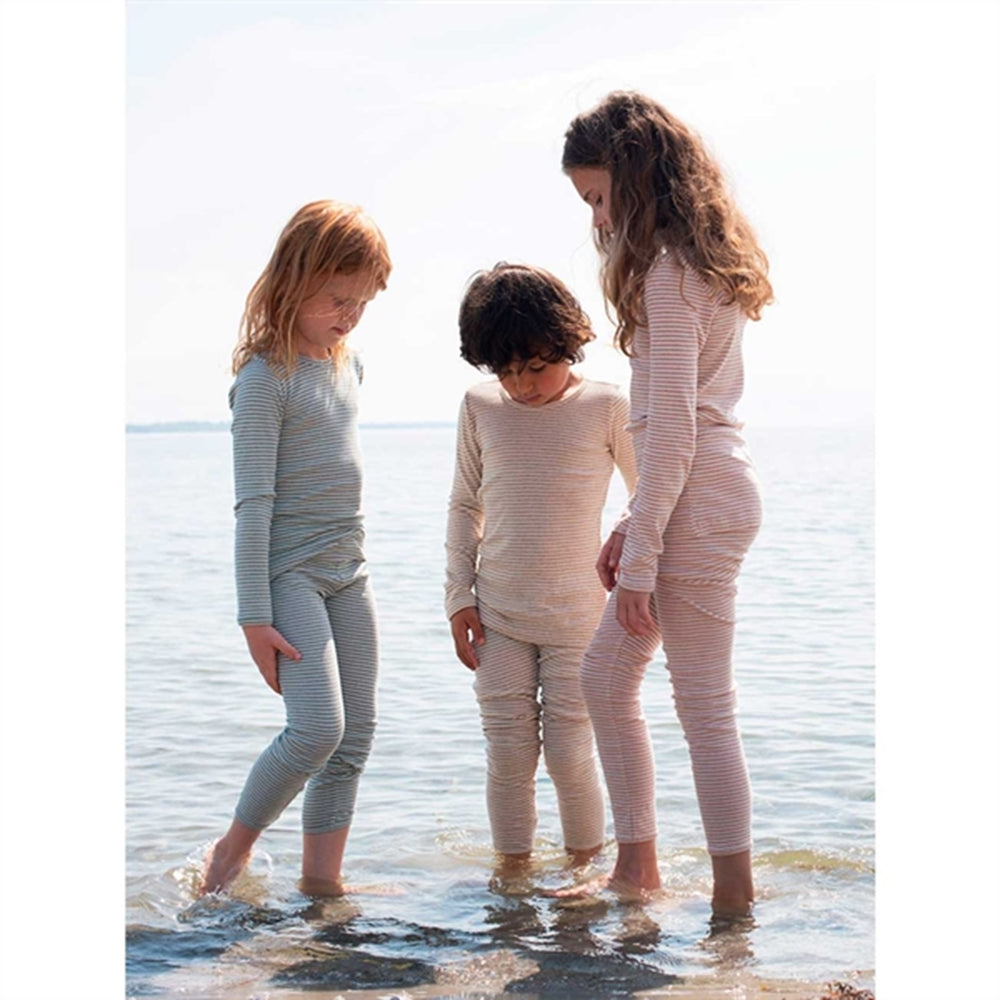 Lake/Offwhite Stripe Leggings - Serendipity