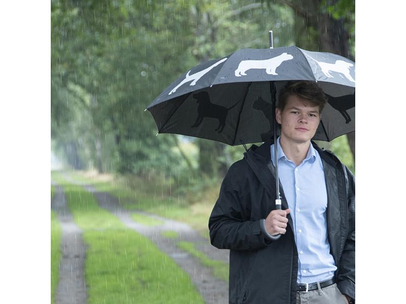 Esschert Design Schirm Reflektor Hunde Grau/Schwarz Reflektierender Regenschirm