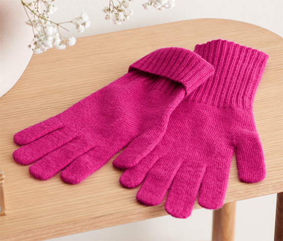 Strickhandschuhe mit Wolle, pink