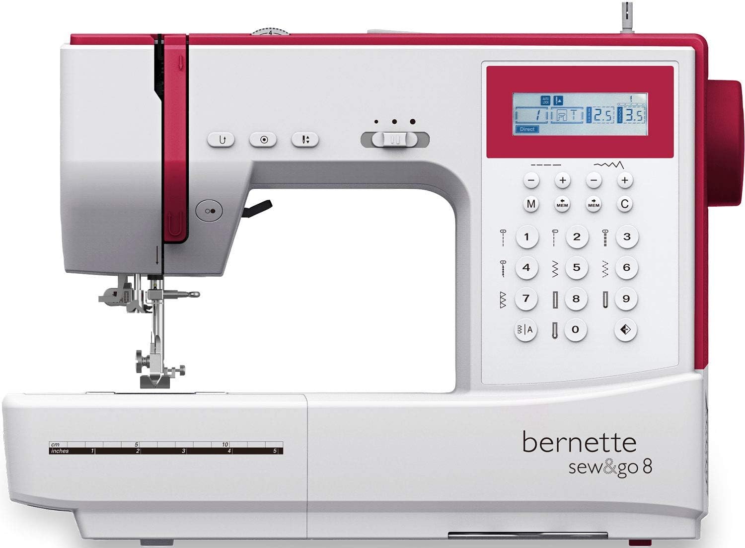 Bernette Sew&GO8 Machine à coudre ordinateur avec 197 programmes de couture, bras libre, écran multifonction, couture, patchwork, matelassage, White
