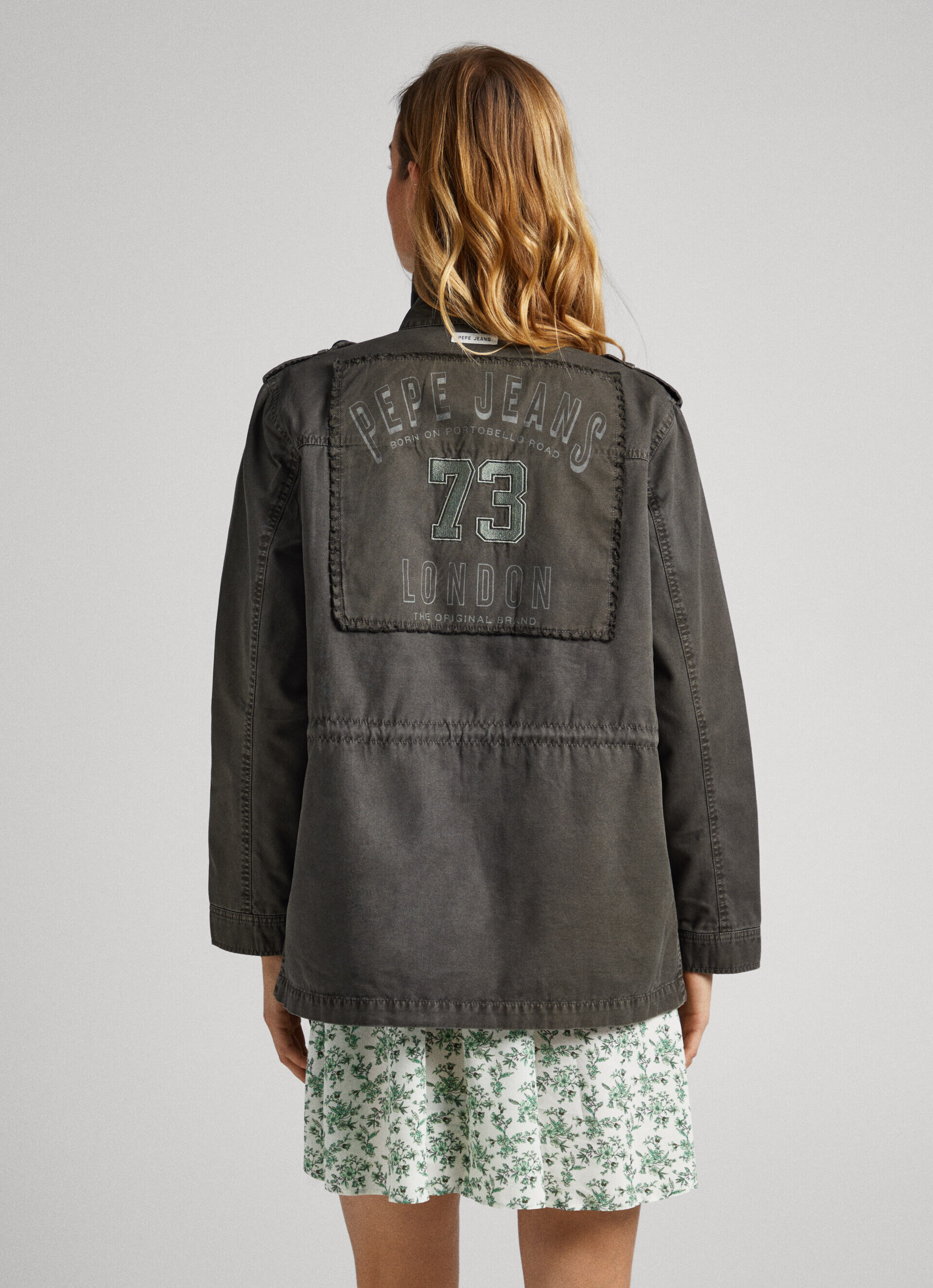 Parka de algodão com gola alta - verde oliva