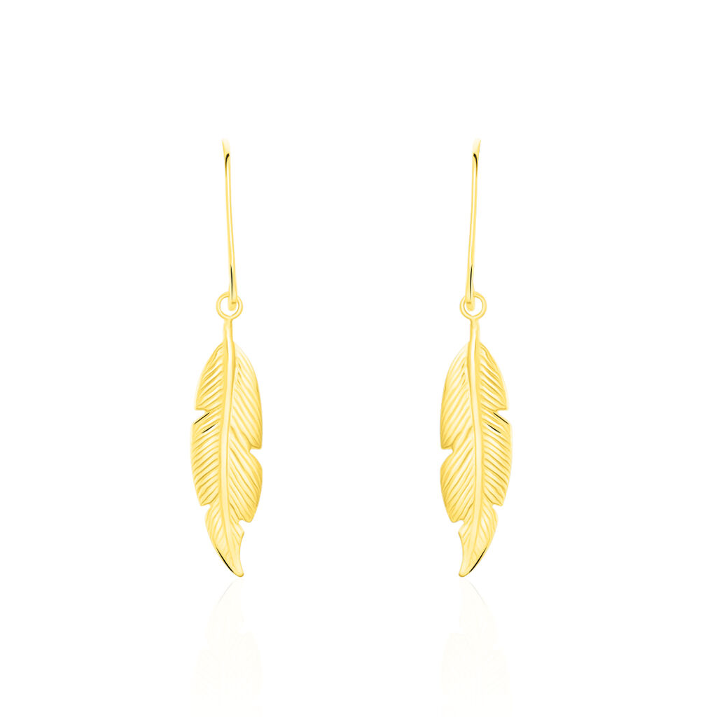 Boucles D'oreilles Pendantes Indian Nature Feuilles Or Jaune