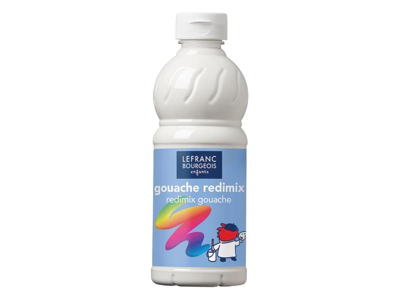 LEFRANC Temperafarben Redimix 500 ml, Weiss Schulmalfarbe mit starker Deckkraft