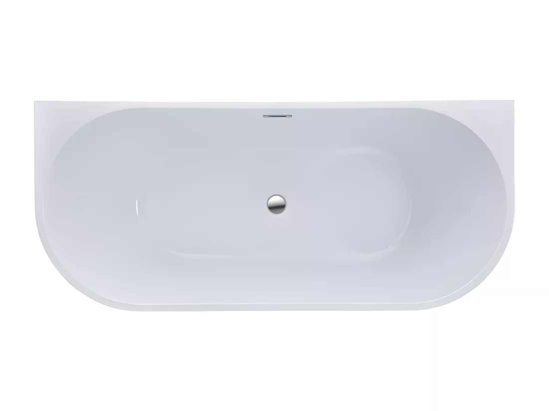 Baignoire semi îlot - 255L - 180 x 75 x 58 cm - Blanche - Acrylique - DIVINA