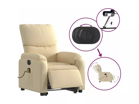 Fauteuil inclinable massant électrique Crème Tissu