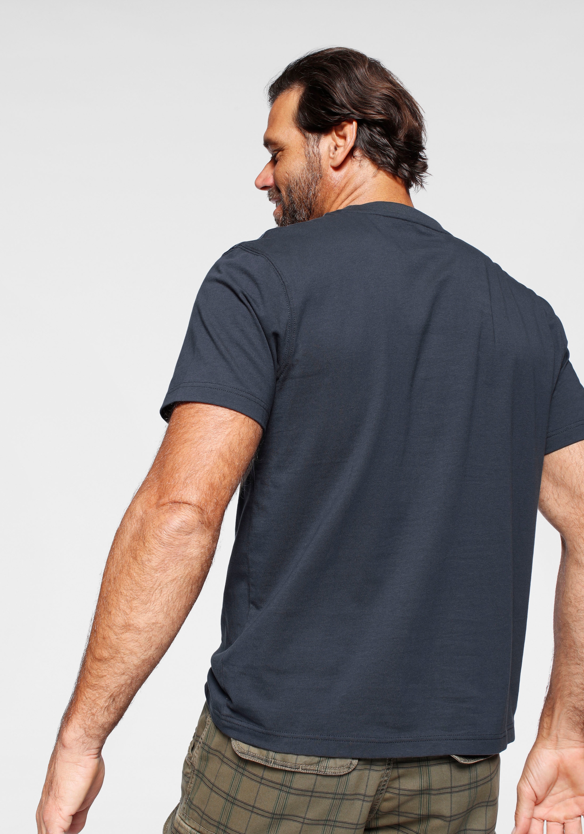 Man's World T-Shirt , Kurzarm,  mit stylischem Print,  Rundhalsausschnitt,  aus Baumwolle