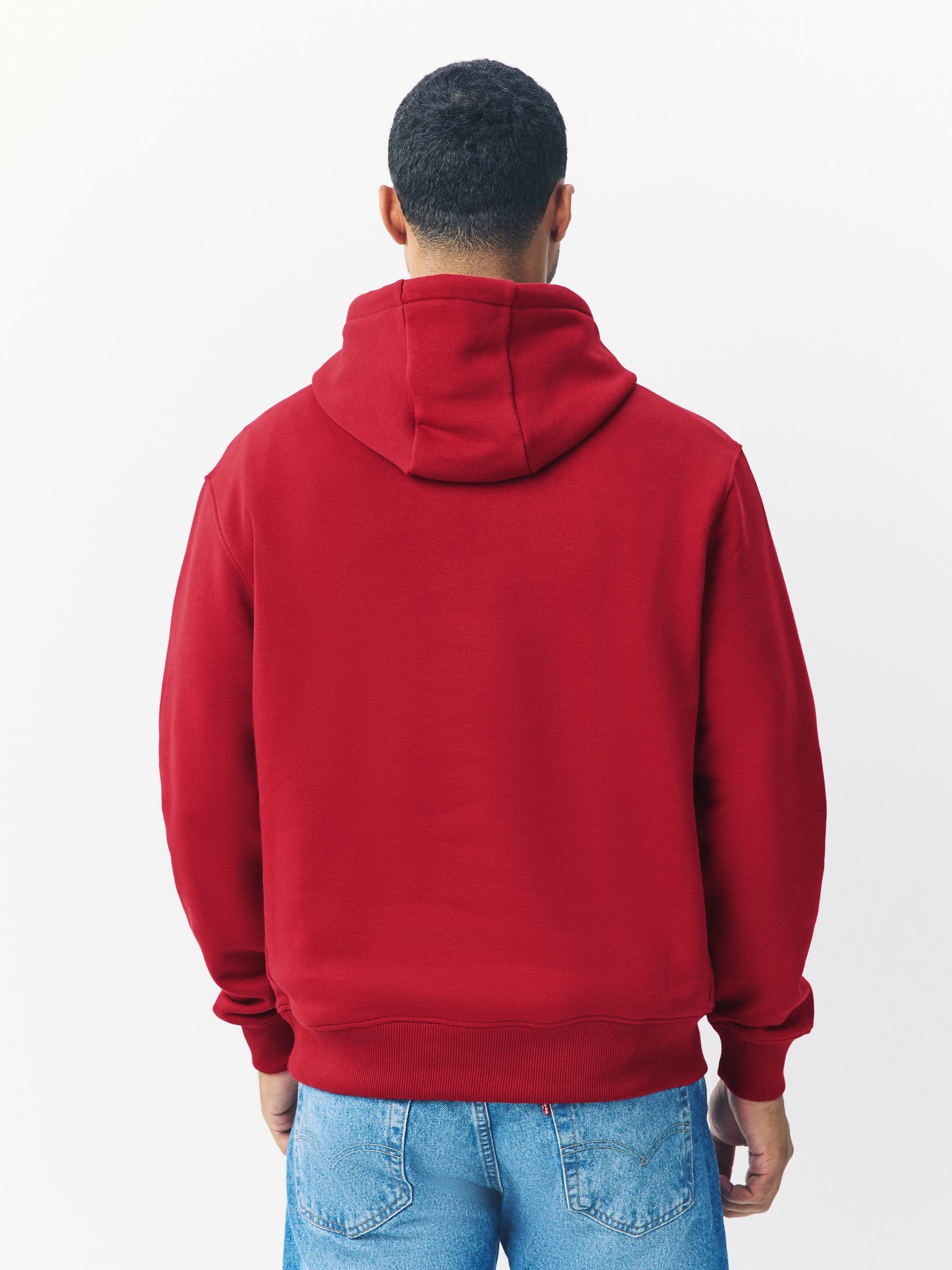 Donkerrood - Normale Pasvorm - Zwaargewicht Cotton Rich Jersey Hoodie