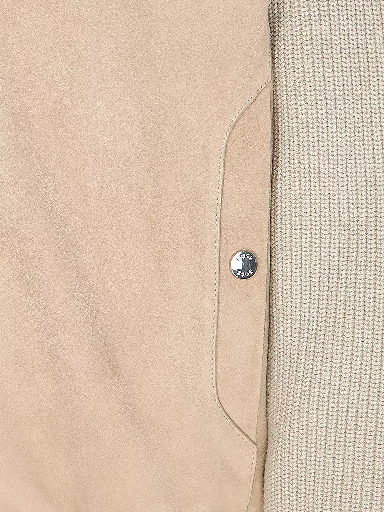 BOSS Lederjacke  beige