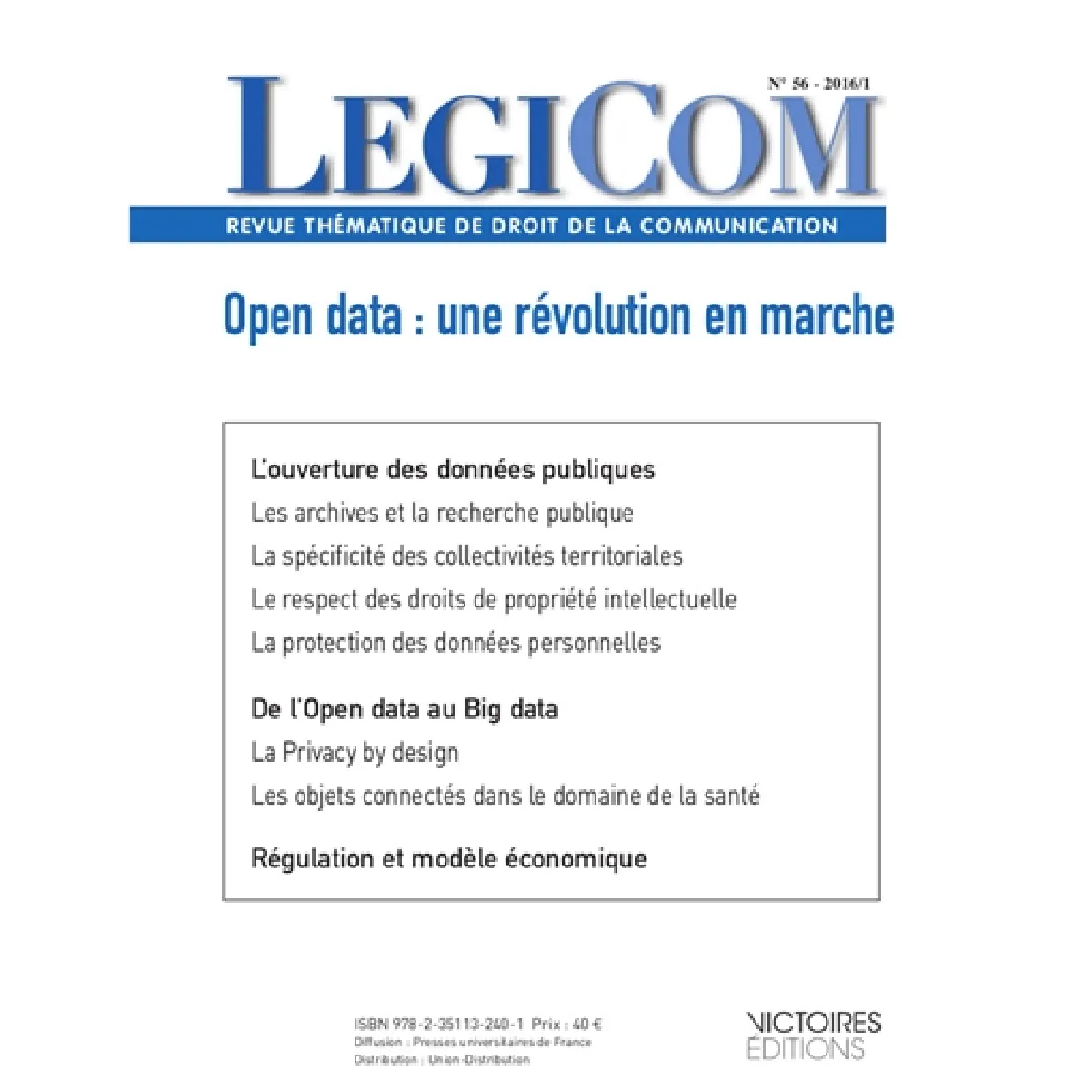 Légicom, n° 56. Open data : une révolution en marche · Occasion