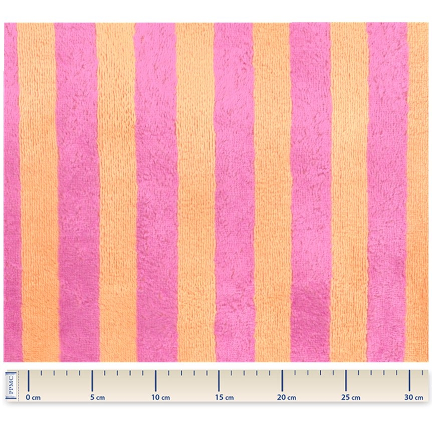 Tissu Éponge Bambou Au Mètre Ex2537 Rayée Melon Rose