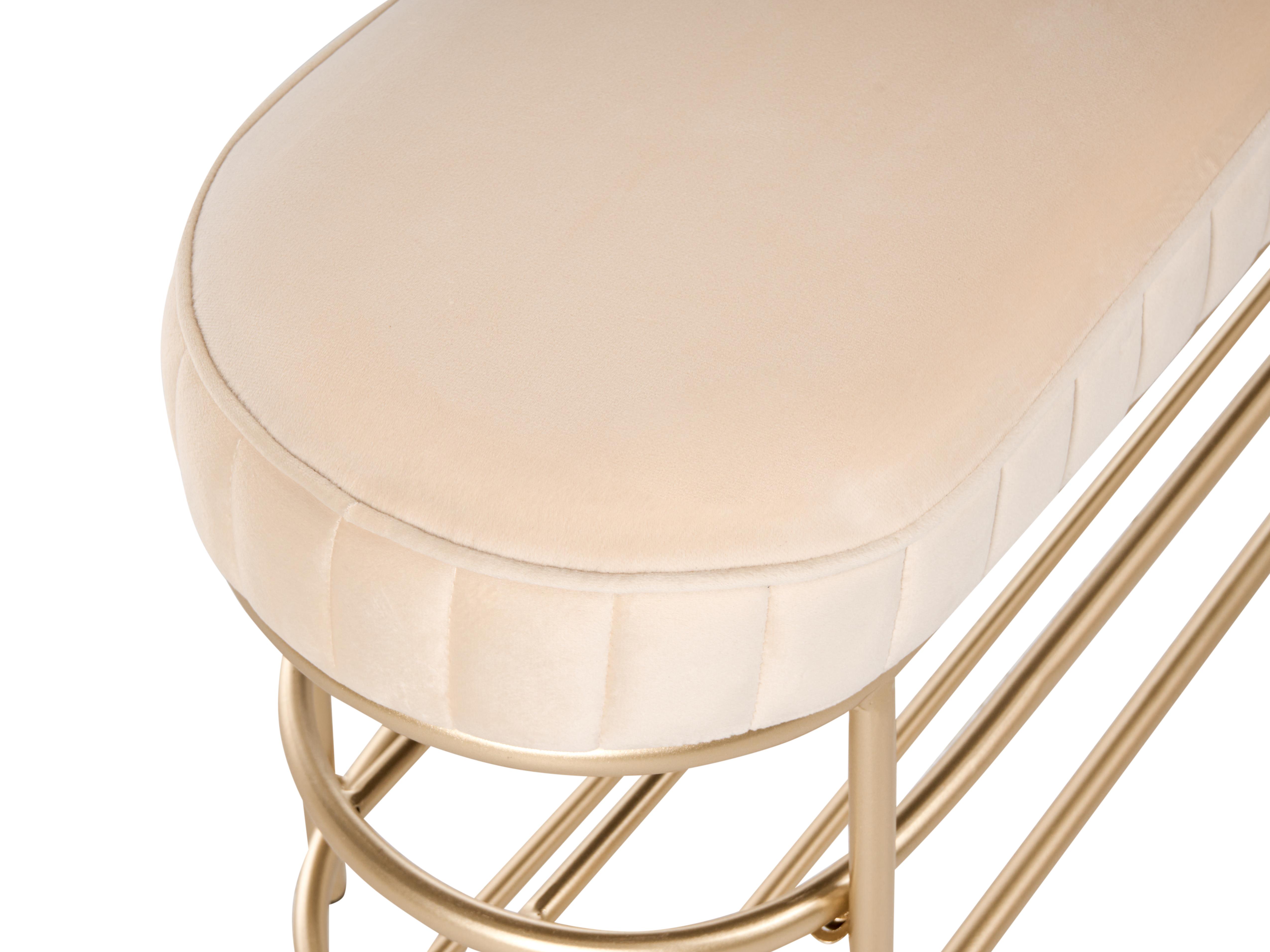 Schoenenbank met 2 niveaus VERGENNES Fluweel Beige