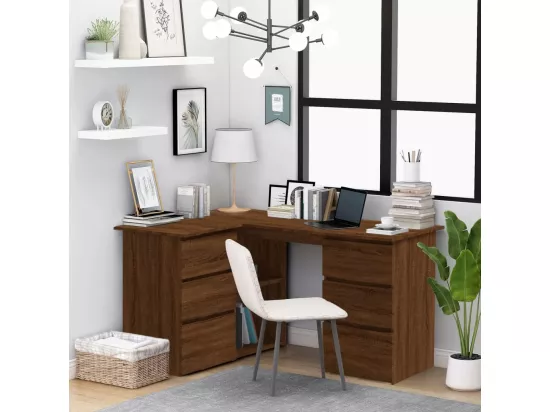 Bureau d'angle Chêne marron 145x100x76 cm Bois d'ingénierie