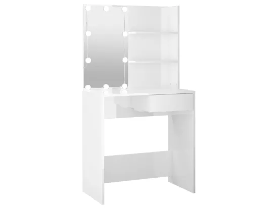 Coiffeuse avec LED Blanc brillant 74,5x40x141 cm