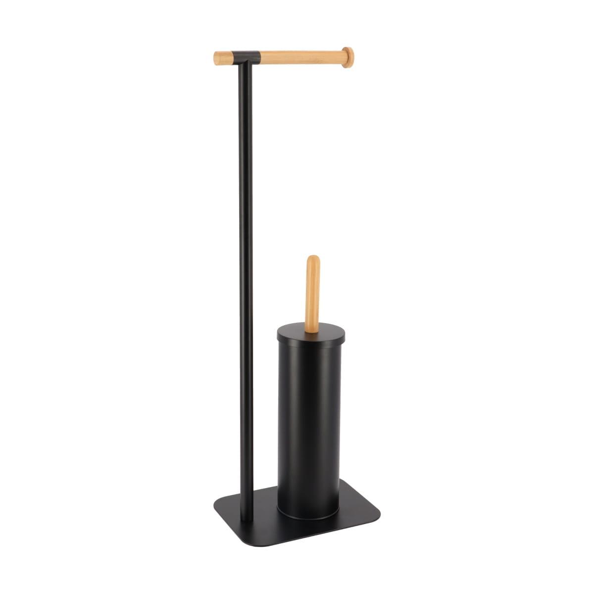 BROSSE ET DEROULEUR PAPIER WC METAL BAMBOU NOIR