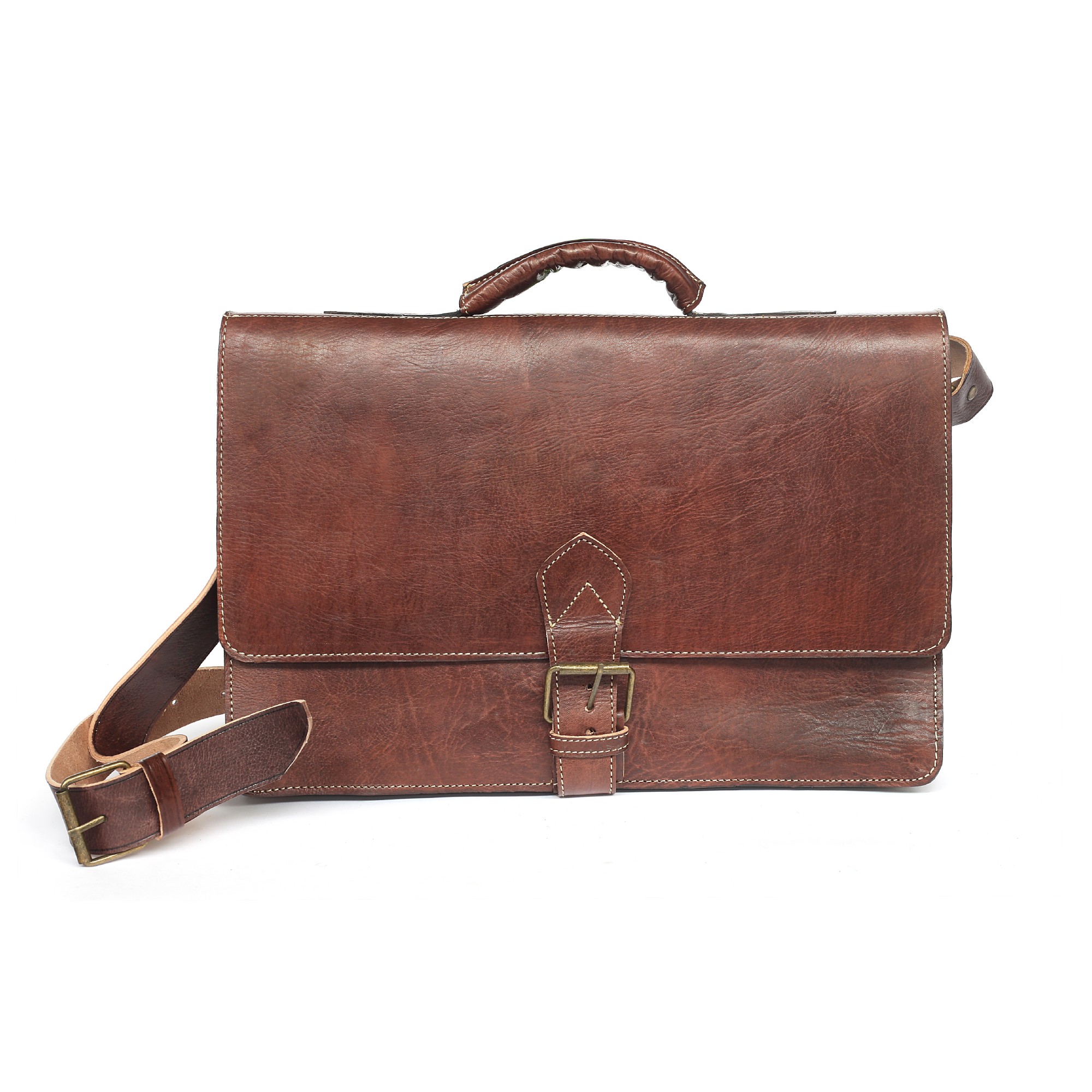 Messengertasche mit Schnalle und Griff, braun, H 30 cm, B 52 cm, L 10 cm günstig bestellen