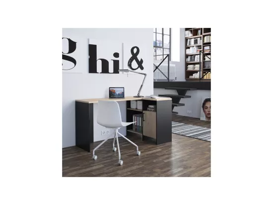 Bureau d'angle Noir/Bois - LIVERSTIA
