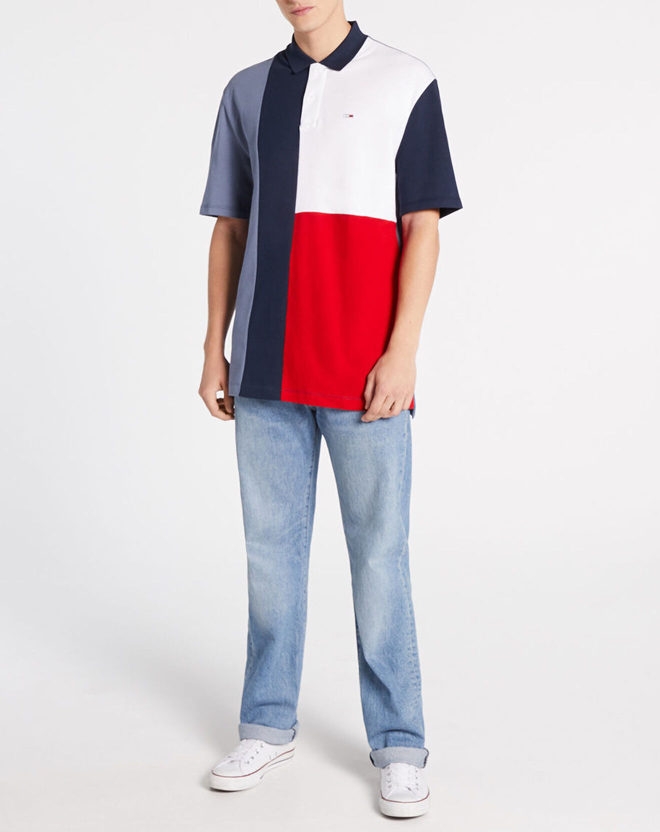 Tommy Jeans Polo Colorblock bleu/rouge/blanc