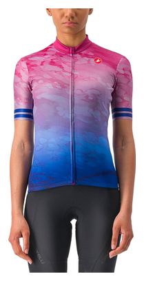 Maillot Manches Courtes Femme Castelli Marmo Multicolor Rose/Bleu