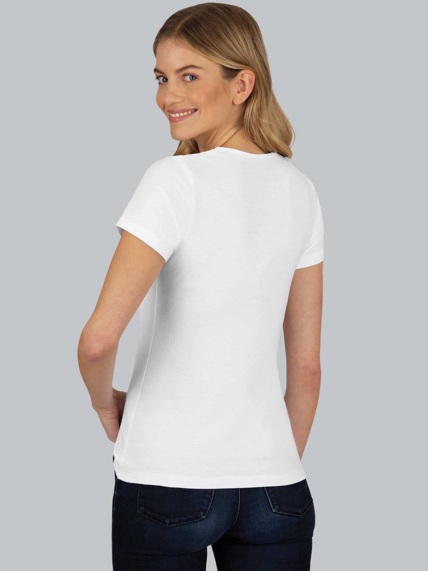 Rundhalsshirt aus Viskose Weiss
