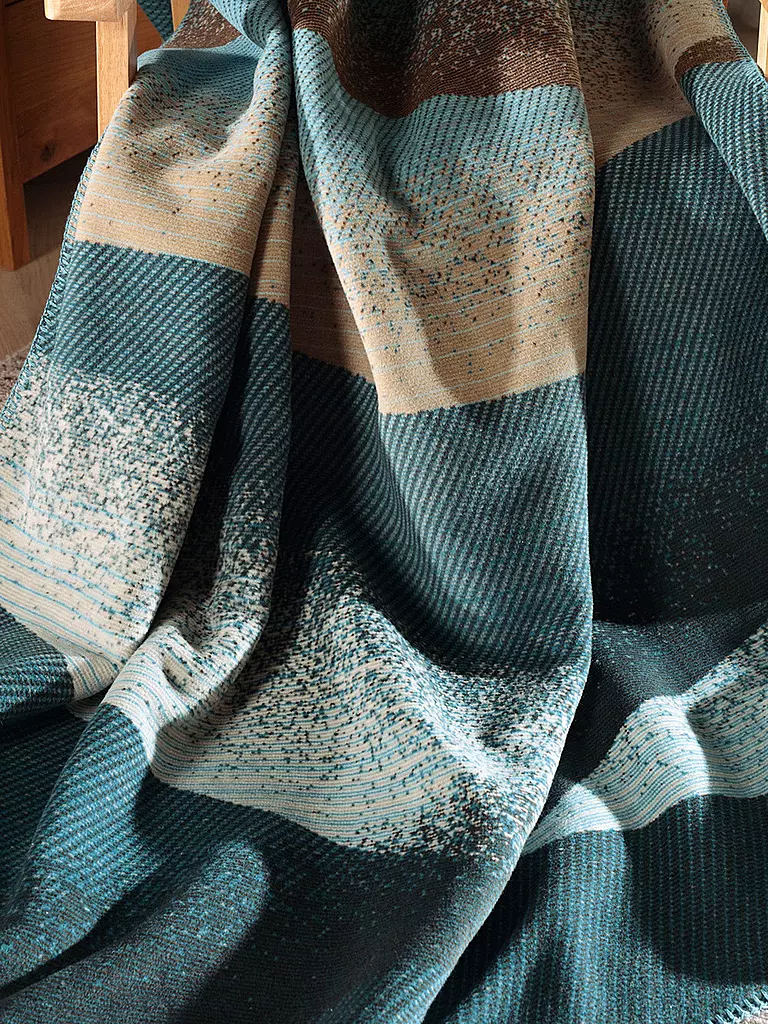 BIEDERLACK Wohndecke 150/200cm WINTER OCEAN Ocean Wave petrol